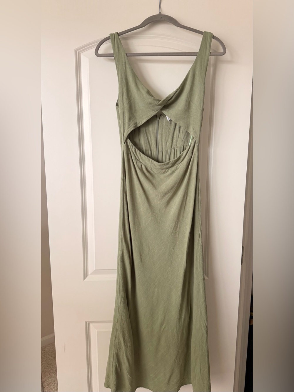 Sage Green Maxi Dress with Twist Front